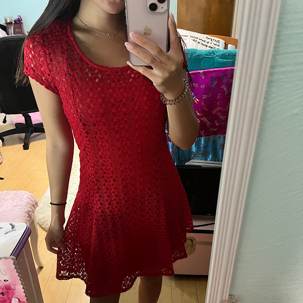 Speechless Red Lace Mini Dress